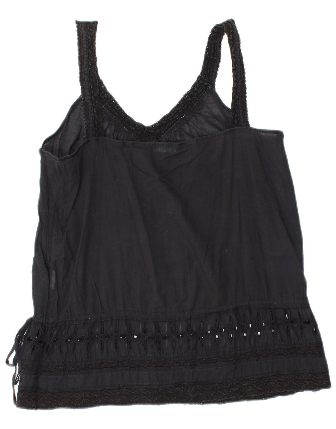 BENETTON Femme Cami Top UK 10 Small Noir
