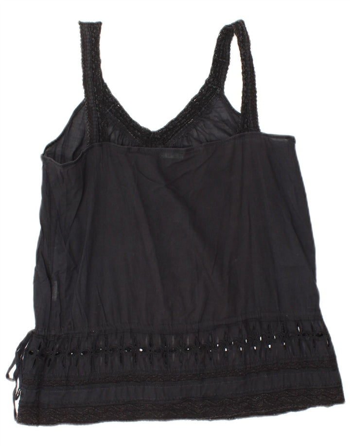 BENETTON Femme Cami Top UK 10 Small Noir