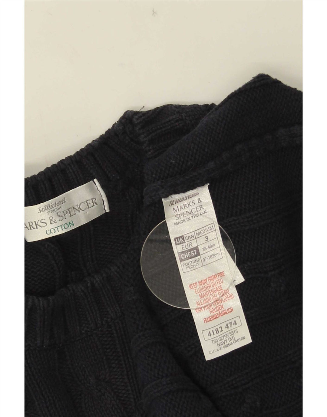 Marks & Spencer Pull col rond homme bleu marine moyen coton