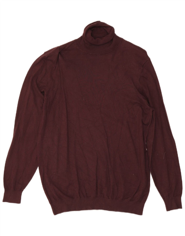 Zara Pull Col Roulé Homme Bordeaux Moyen