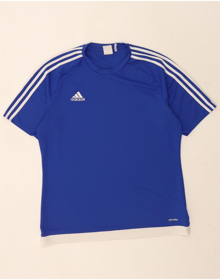 Adidas Hommes Climalite T-Shirt Haut Grand Bleu Colorblock Polyester