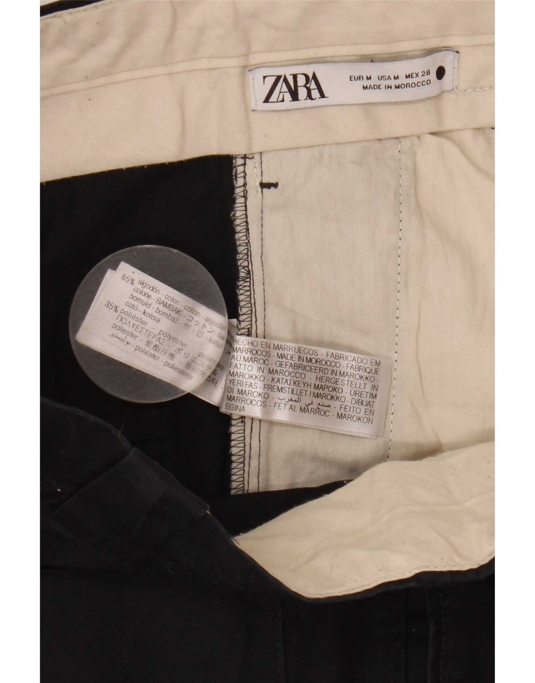 Pantalon court Zara Femme Medium W28 L24 Coton noir