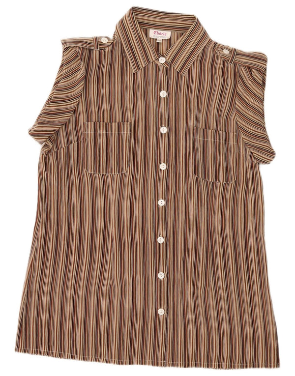 cherie Chemisier militaire à manches courtes pour femme IT 46 Large marron rayé