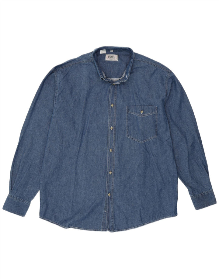 VINTAGE Chemise en denim homme Taille 43/44 XL Coton bleu