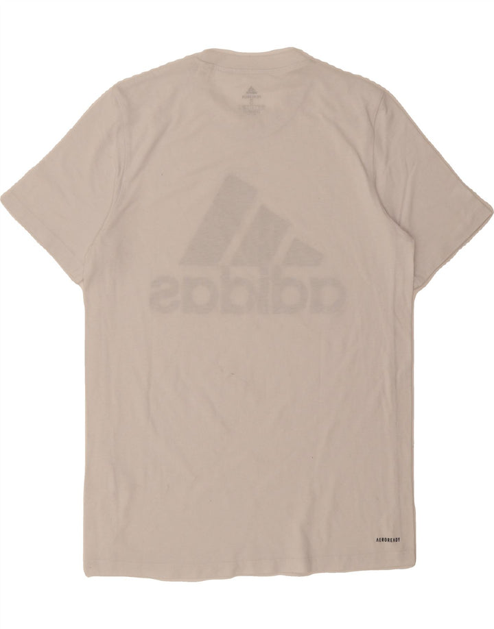 ADIDAS Mens Aeroready Graphic T-Shirt Top Small White Vintage Adidas and Second-Hand Adidas from Messina Hembry 