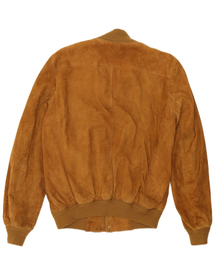Veste Bomber En Daim Vintage Homme IT 50 Cuir Beige Moyen