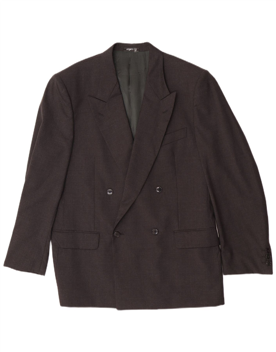 Ungaro Veste Blazer Double Boutonnage Homme IT 50 Large Gris Laine Vierge