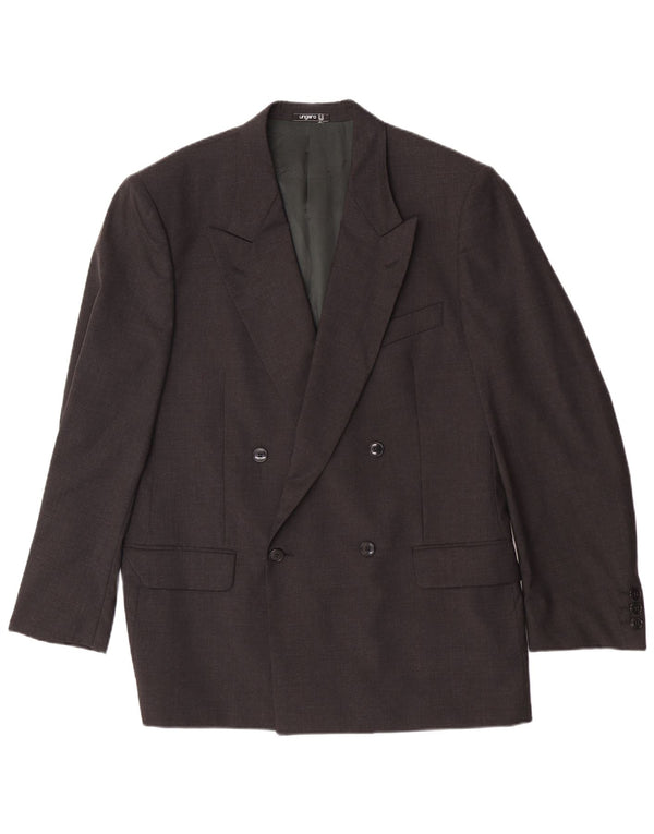 Ungaro Veste Blazer Double Boutonnage Homme IT 50 Large Gris Laine Vierge