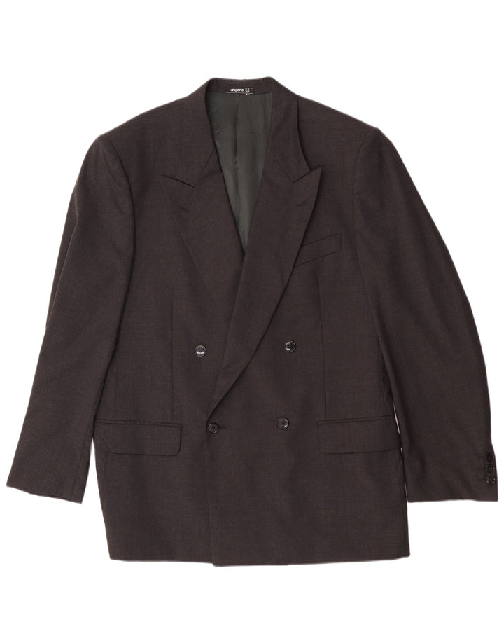 Ungaro Veste Blazer Double Boutonnage Homme IT 50 Large Gris Laine Vierge
