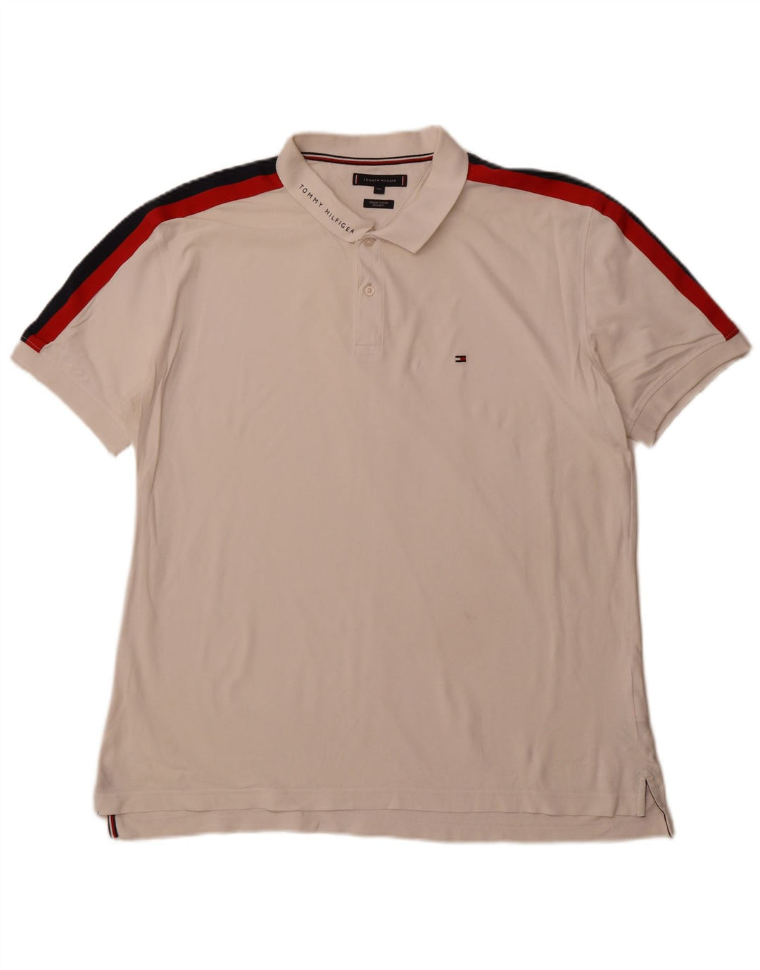 TOMMY HILFIGER Polo coupe classique pour homme 2XL en coton color block blanc