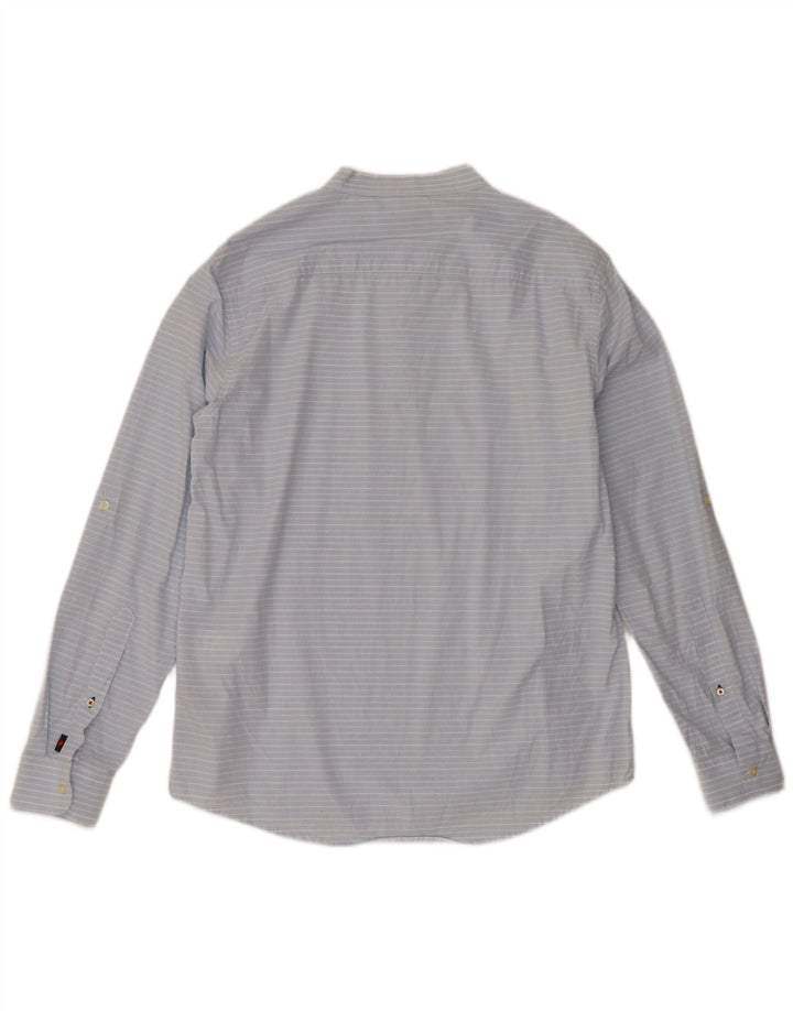 Kappa Chemise pull pour homme en coton à fines rayures bleues