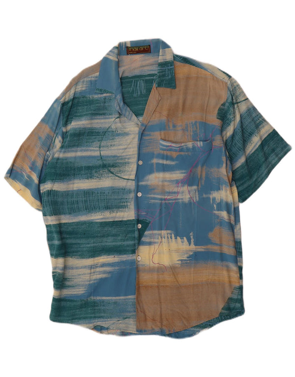 Chemise à manches courtes à motif abstrait vintage pour hommes, multicolore moyen