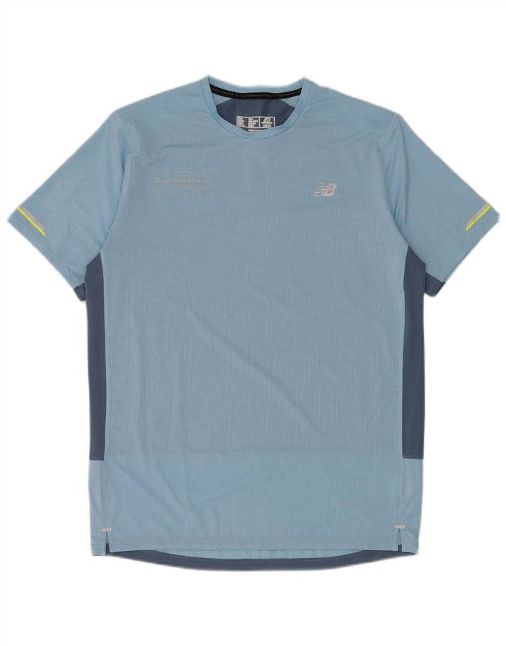 New Balance T-Shirt Homme Bleu Moyen Colorblock Polyester