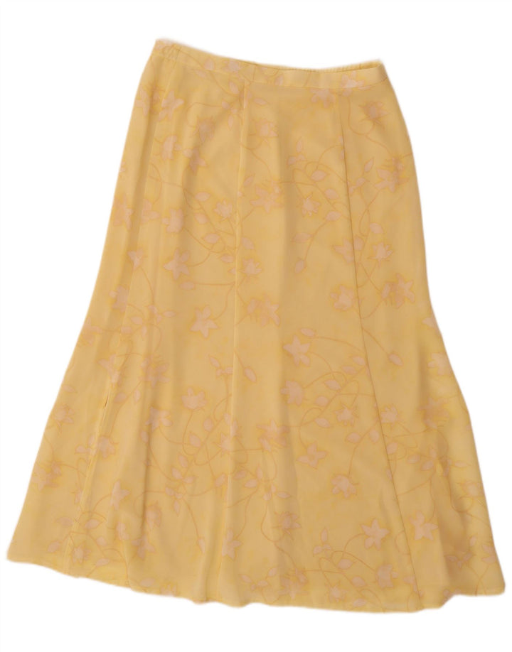 JACQUES VERT Jupe trapèze pour femme UK 12 Medium W30 Jaune Floral Polyester