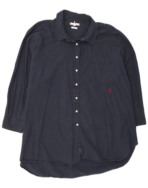 Tommy Hilfiger Robe chemise surdimensionnée à manches longues pour femme UK 26 5XL Bleu marine