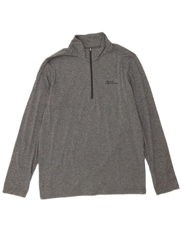 Jack Wolfskin Haut de survêtement à col zippé pour homme UK 42 Large Gris