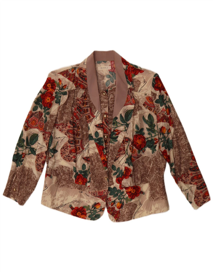 vintage Femmes 1 Bouton Blazer Veste UK 16 Grand Floral Multicolore
