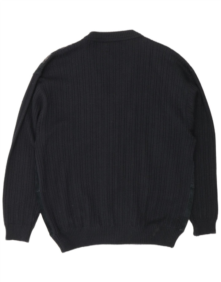 Malagrida Cardigan Homme Pull XL Noir Rayé Laine