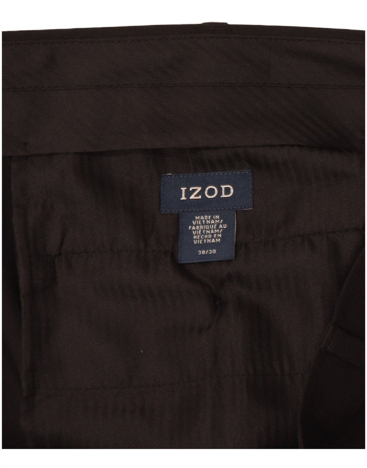 IZOD Pantalon de Costume Droit Homme W38 L30 Noir Polyester