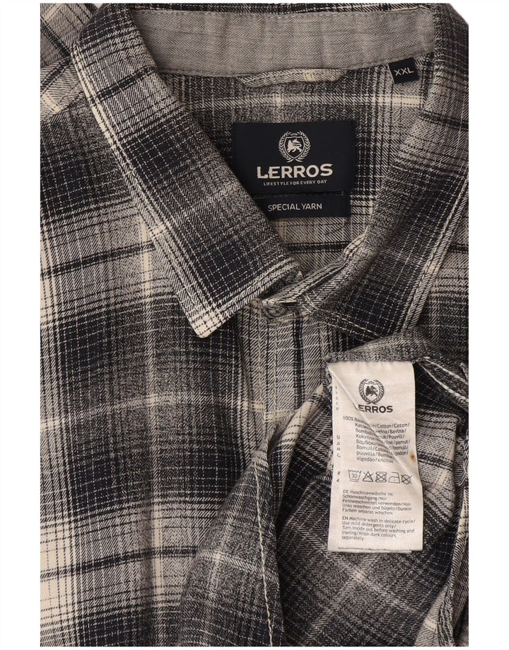 Lerros Chemise Flanelle Homme 2XL Gris Carreaux Coton