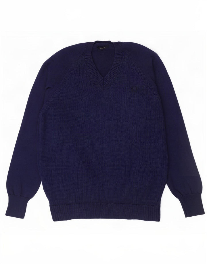 Fred Perry Pull col V pour homme en laine bleu marine Taille L