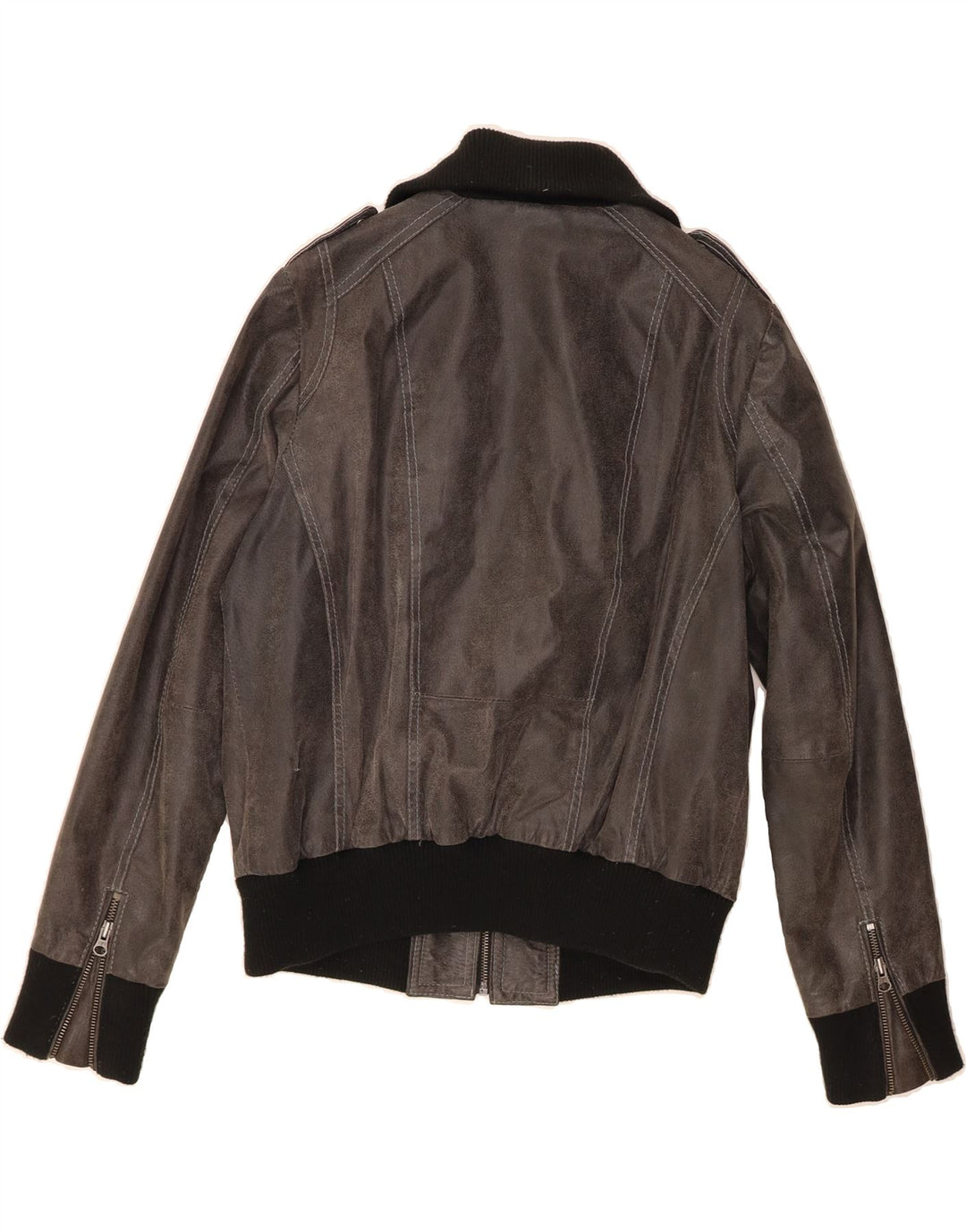 TOM TAILOR Womens Leather Jacket UK 18 XL Grey Leather Vintage Tom Tailor and Second-Hand Tom Tailor from Messina Hembry 