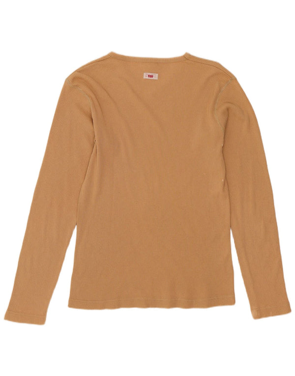Levi's Top Manches Longues Femme UK 12 Beige Moyen Coton
