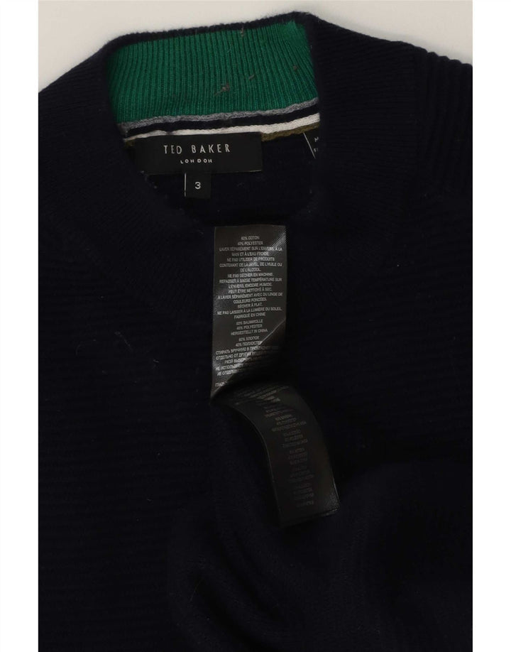 Ted Baker Pull col roulé pour homme Taille 3 Bleu marine moyen Coton