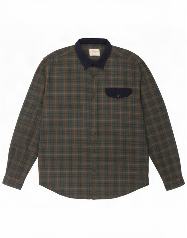 Barbour Chemise en flanelle pour hommes XL Coton à carreaux kaki