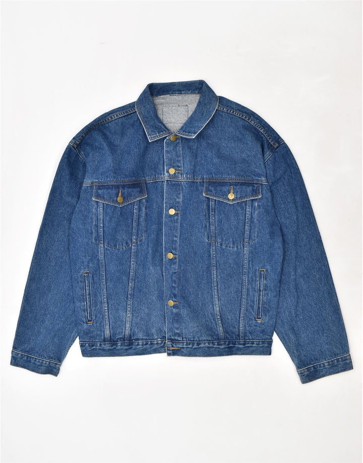 VINTAGE Veste en denim homme UK 40 Grand coton bleu