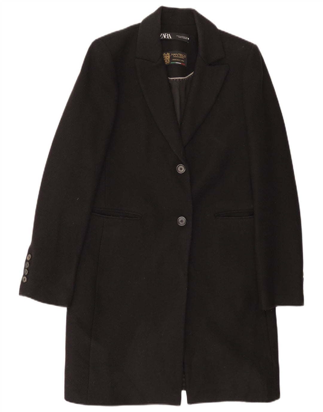 Zara Femme Pardessus UK 6 XS Laine Noire