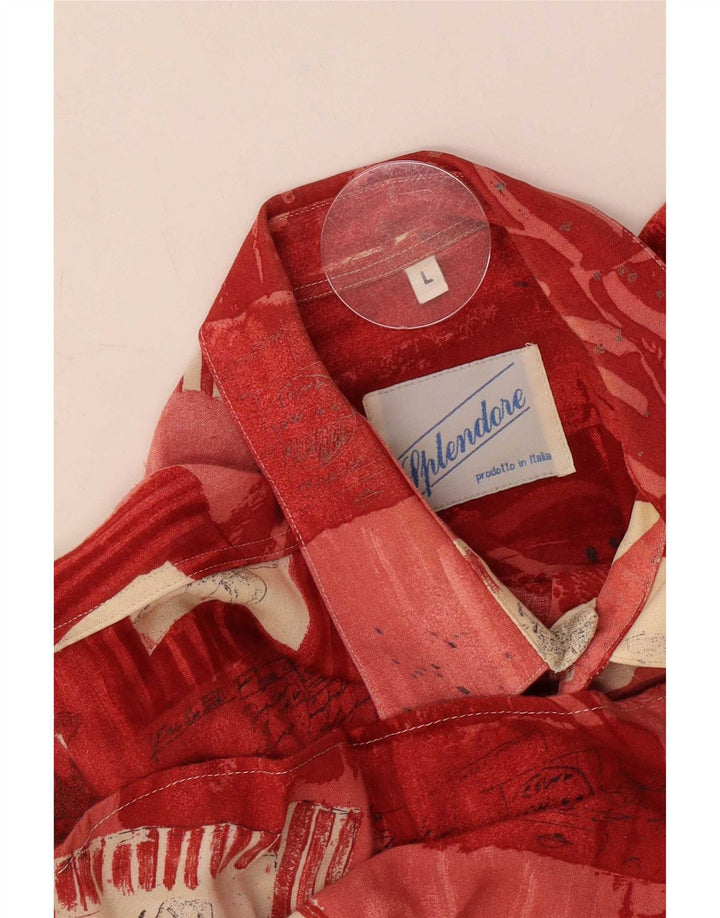 Chemise à manches courtes vintage pour hommes grand patchwork rouge