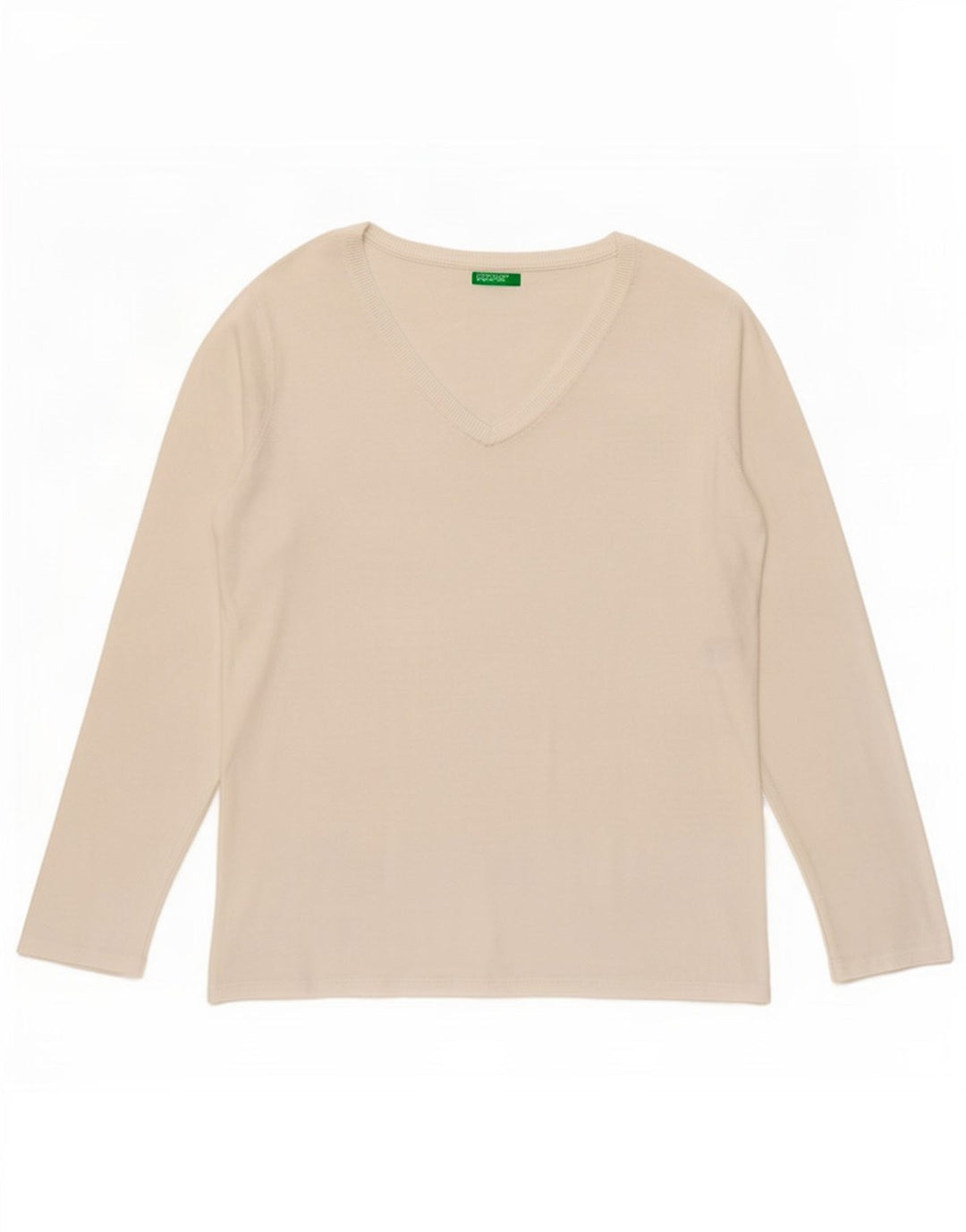 Benetton Haut à manches longues pour femme UK 14 Medium Blanc