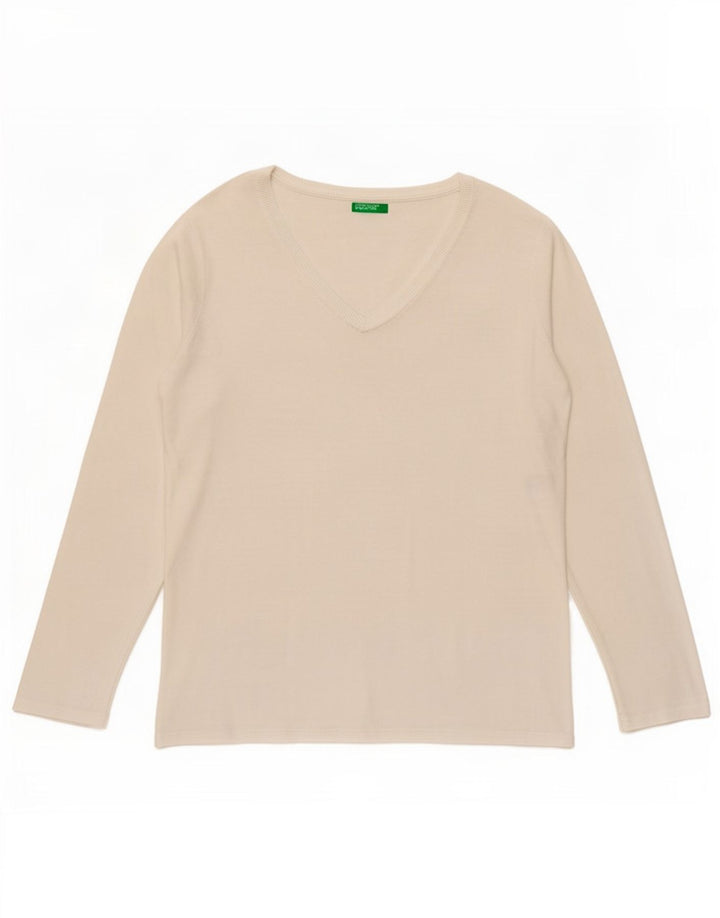 Benetton Haut à manches longues pour femme UK 14 Medium Blanc