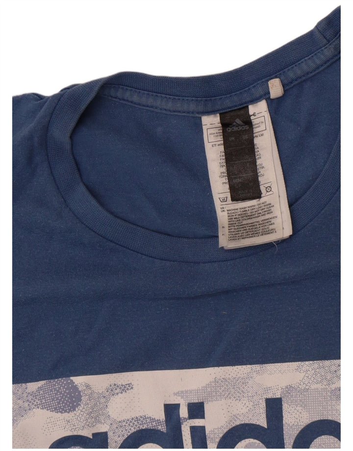 Adidas T-shirt graphique pour homme en coton bleu petit