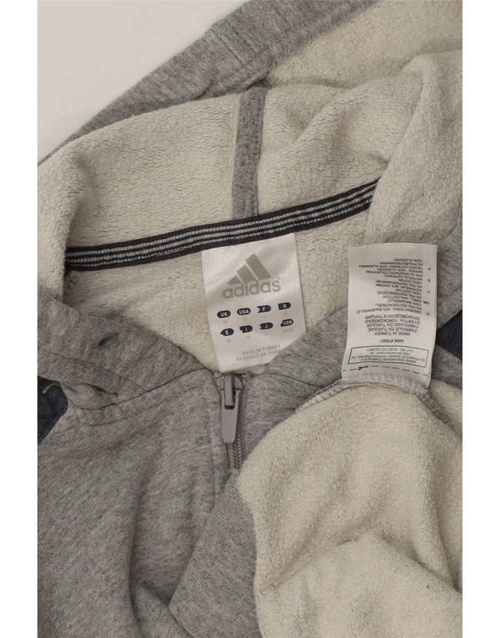 ADIDAS Pull à capuche zippé pour homme en coton color block gris moyen