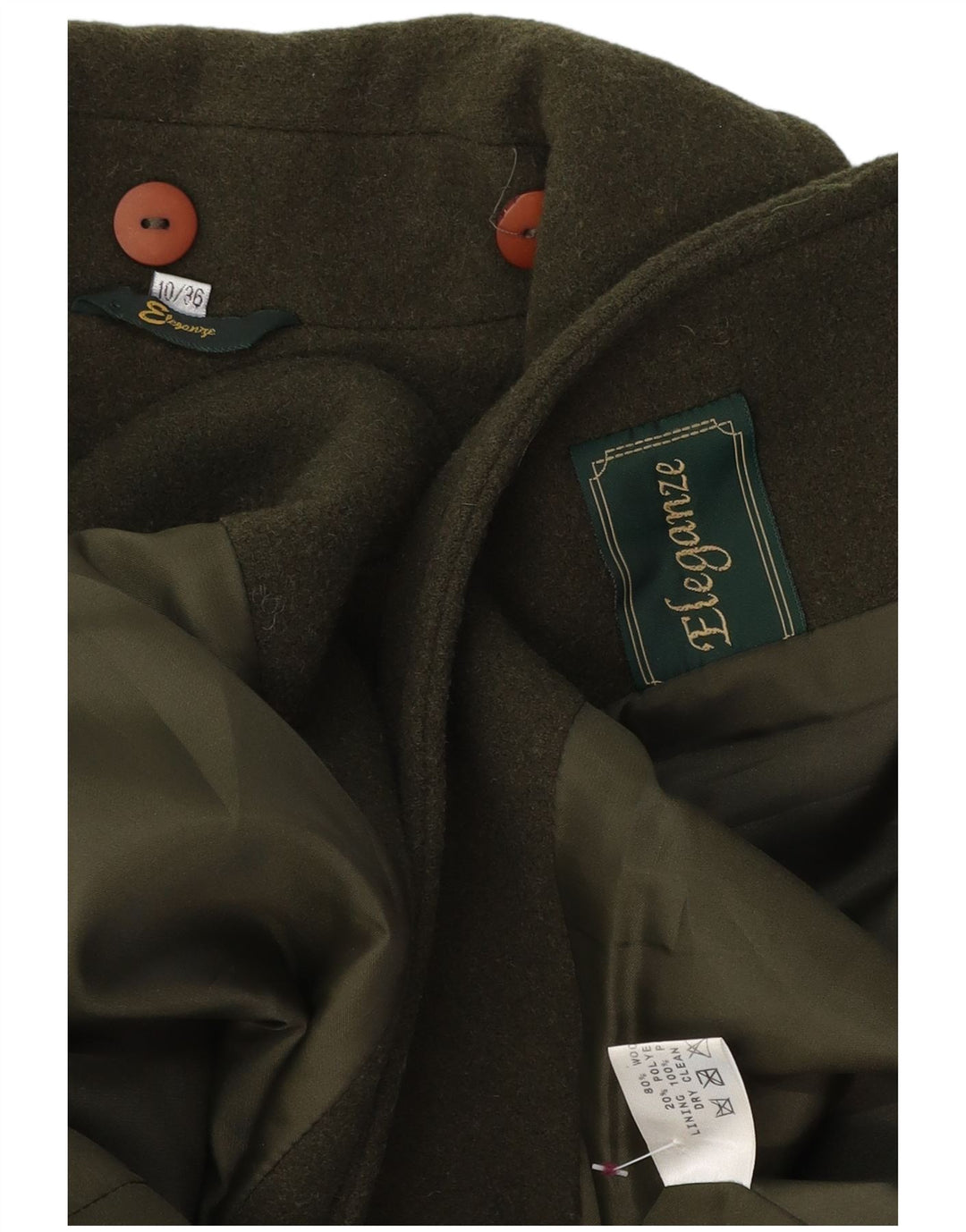 VINTAGE Femme Manteau surdimensionné UK 10 Petite laine verte