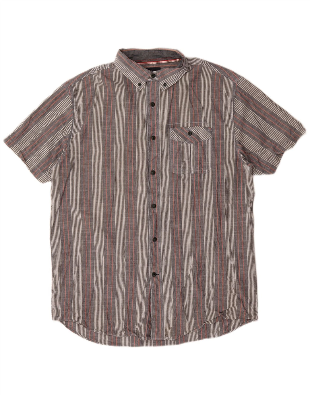 Nautica Chemise à Manches Courtes Homme Gris Moyen Rayé Coton