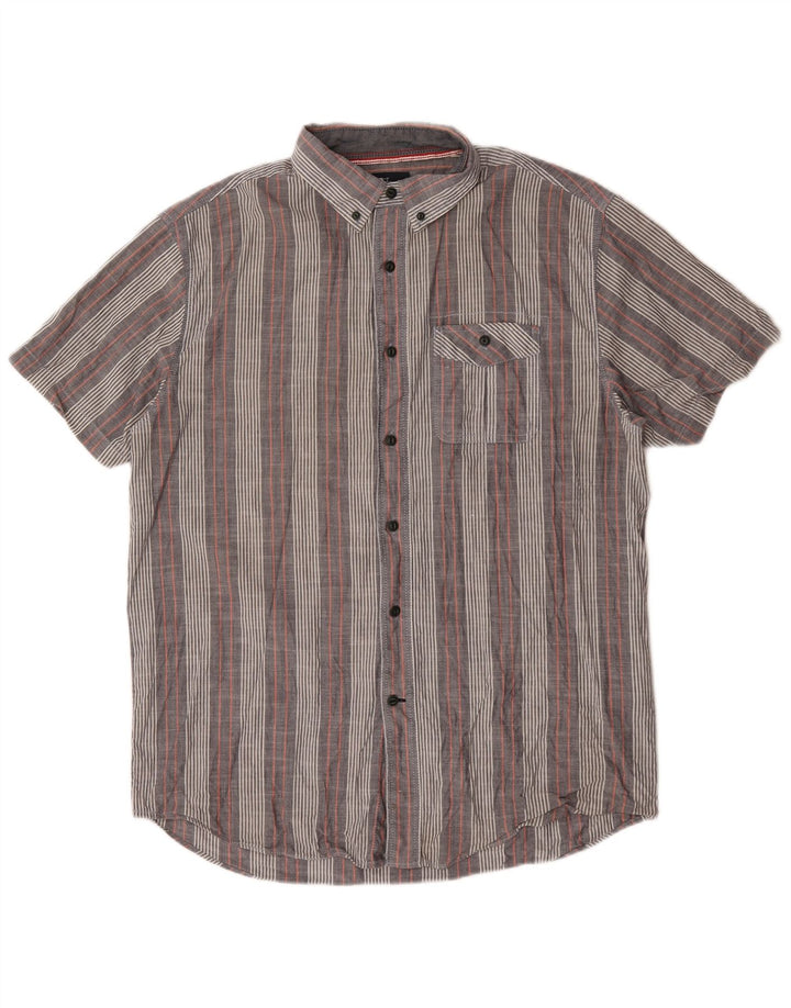 Nautica Chemise à Manches Courtes Homme Gris Moyen Rayé Coton
