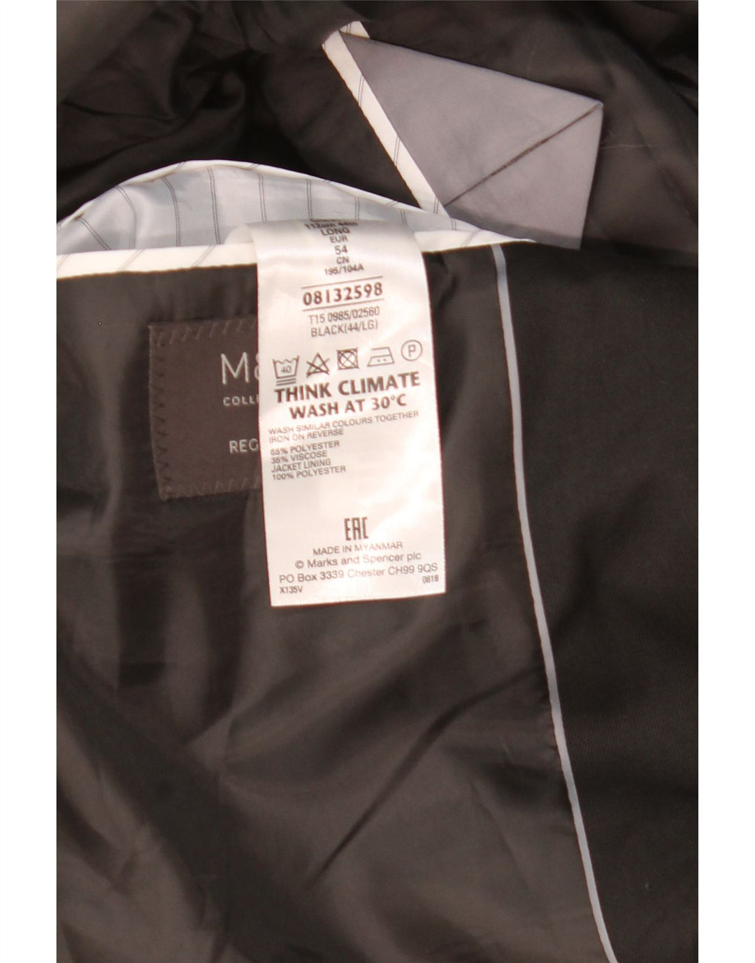Marks & Spencer Veste blazer à 2 boutons pour homme UK 44 XL Noir Polyester