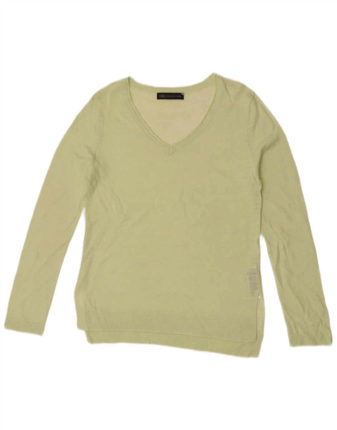 Marks & Spencer Pull transparent à col en V pour femme UK 8 Small Vert