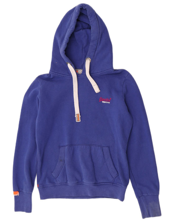 Superdry Pull à capuche pour femme UK 16 Large Bleu Coton