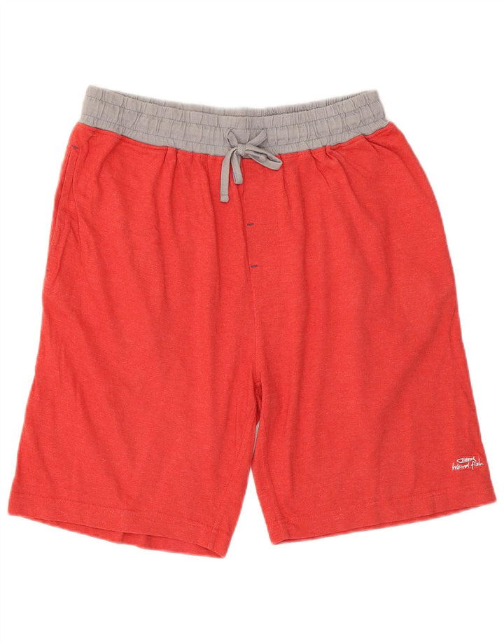 Weird Fish Short de sport pour homme en coton color block rouge Taille L