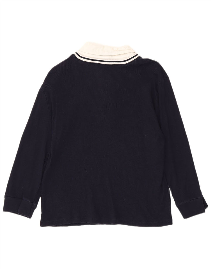 RALPH LAUREN Haut Femme Manches 3/4 UK 18 XL Bleu Marine Colorblock Coton