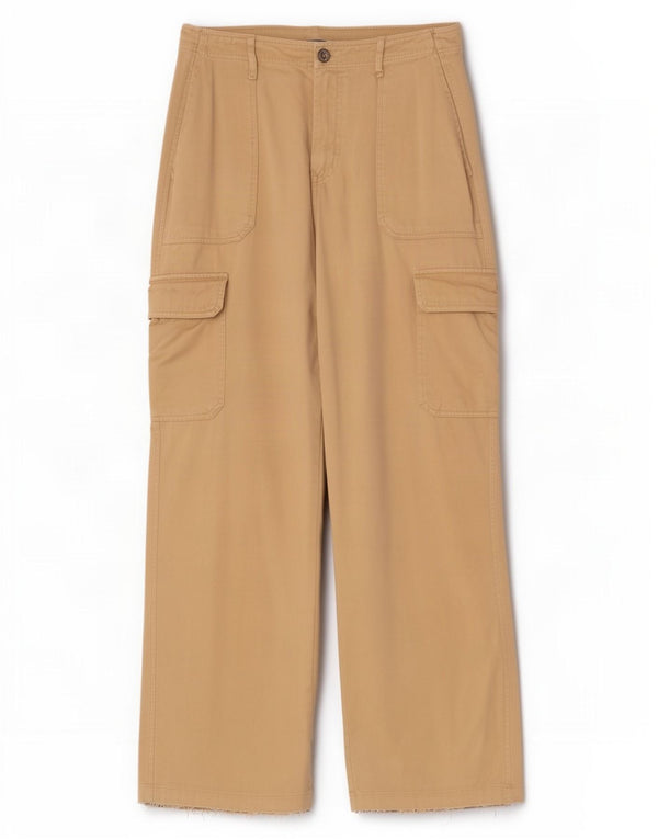 Zara Pantalon cargo coupe ample pour femme EU 46 XL W36 L31 Beige