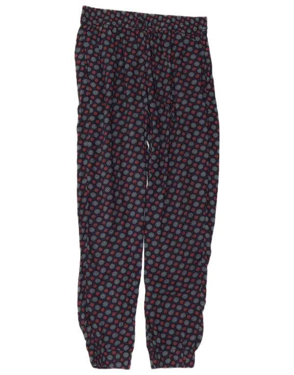 Fat Face Pantalon décontracté pour femme UK 12 Medium W30 L29 Bleu marine géométrique