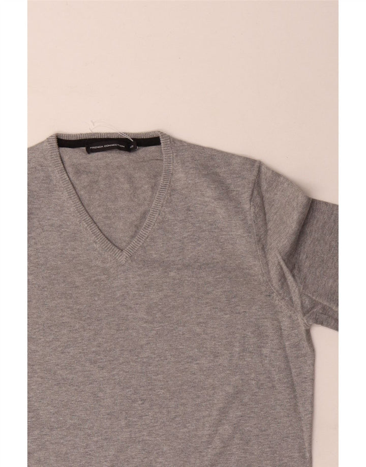 French Connection Pull col V Femme IT 18 XL Gris Coton