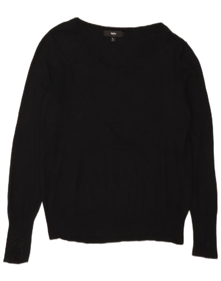 MOSSIMO Pull col bateau pour femme UK 14 Large Noir Nylon