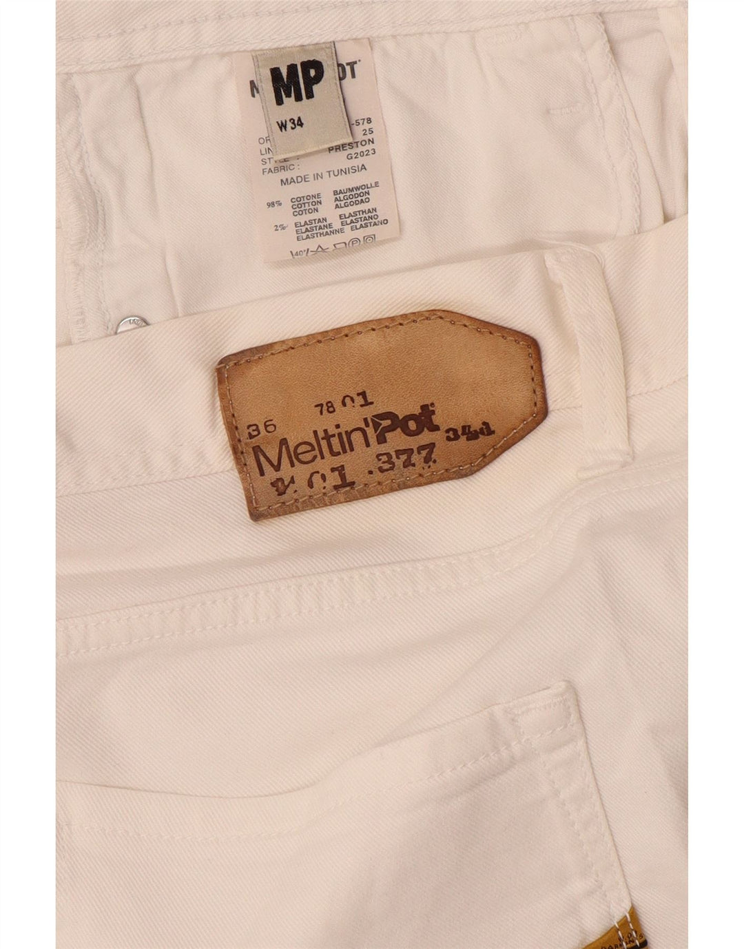 Meltin' Pot Short en jean pour homme W34 Grand coton blanc