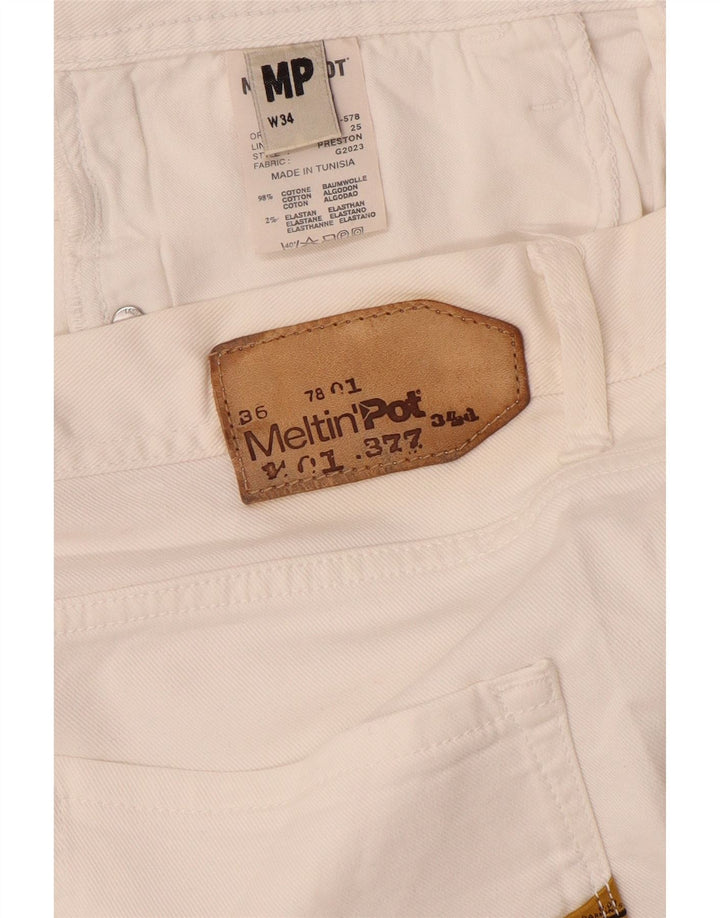Meltin' Pot Short en jean pour homme W34 Grand coton blanc